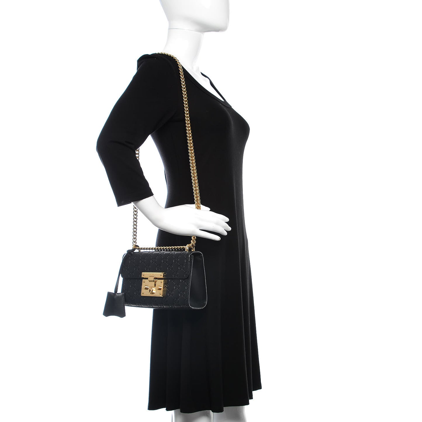 Guccissima Small Padlock Shoulder Bag Black