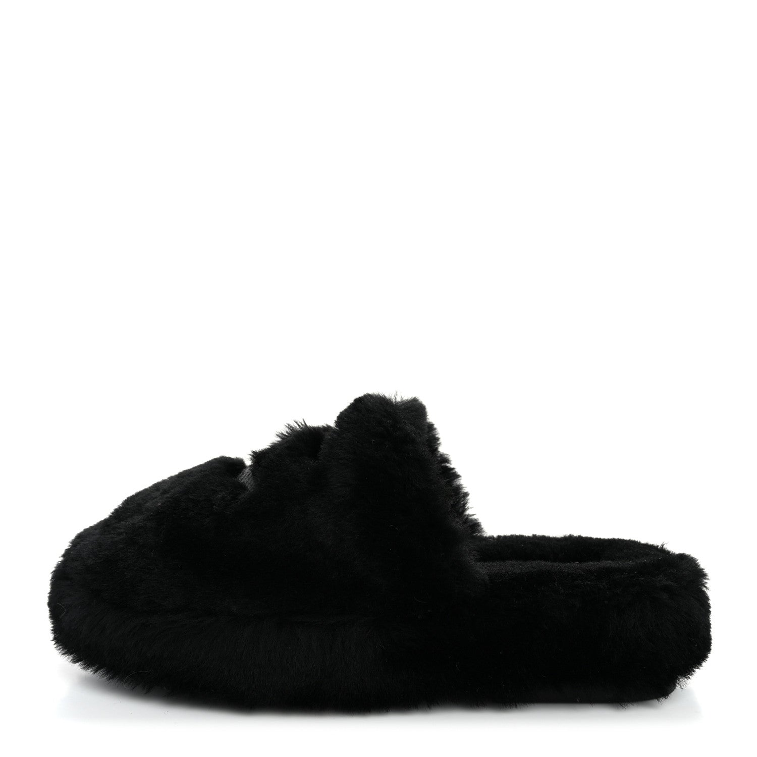 Chanel Shearling CC Flat Mules 39 Black 1 of 17