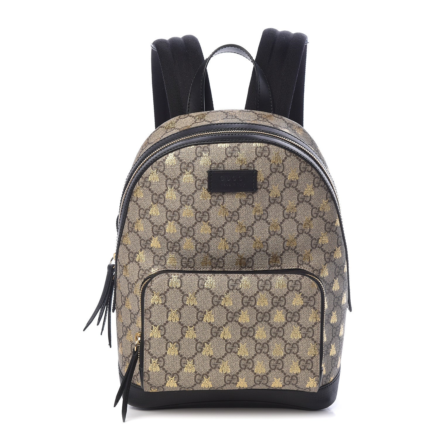 Gucci GG Supreme Monogram Bees Print Small Day Backpack Beige Oro Black 1 of 9