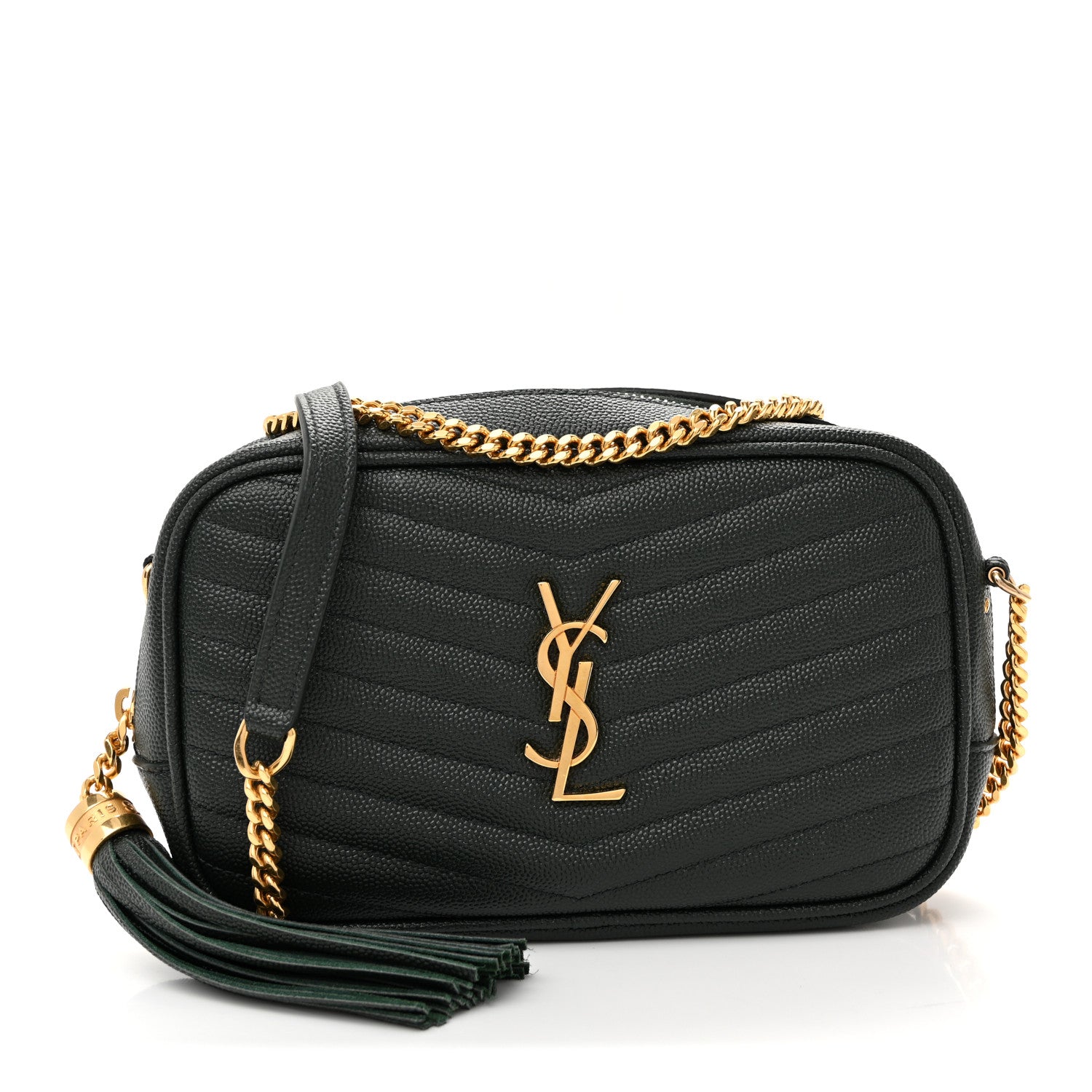 Saint Laurent Grain De Poudre Matelasse Monogram Mini Lou Camera Bag New Vert Fonce 1 of 9
