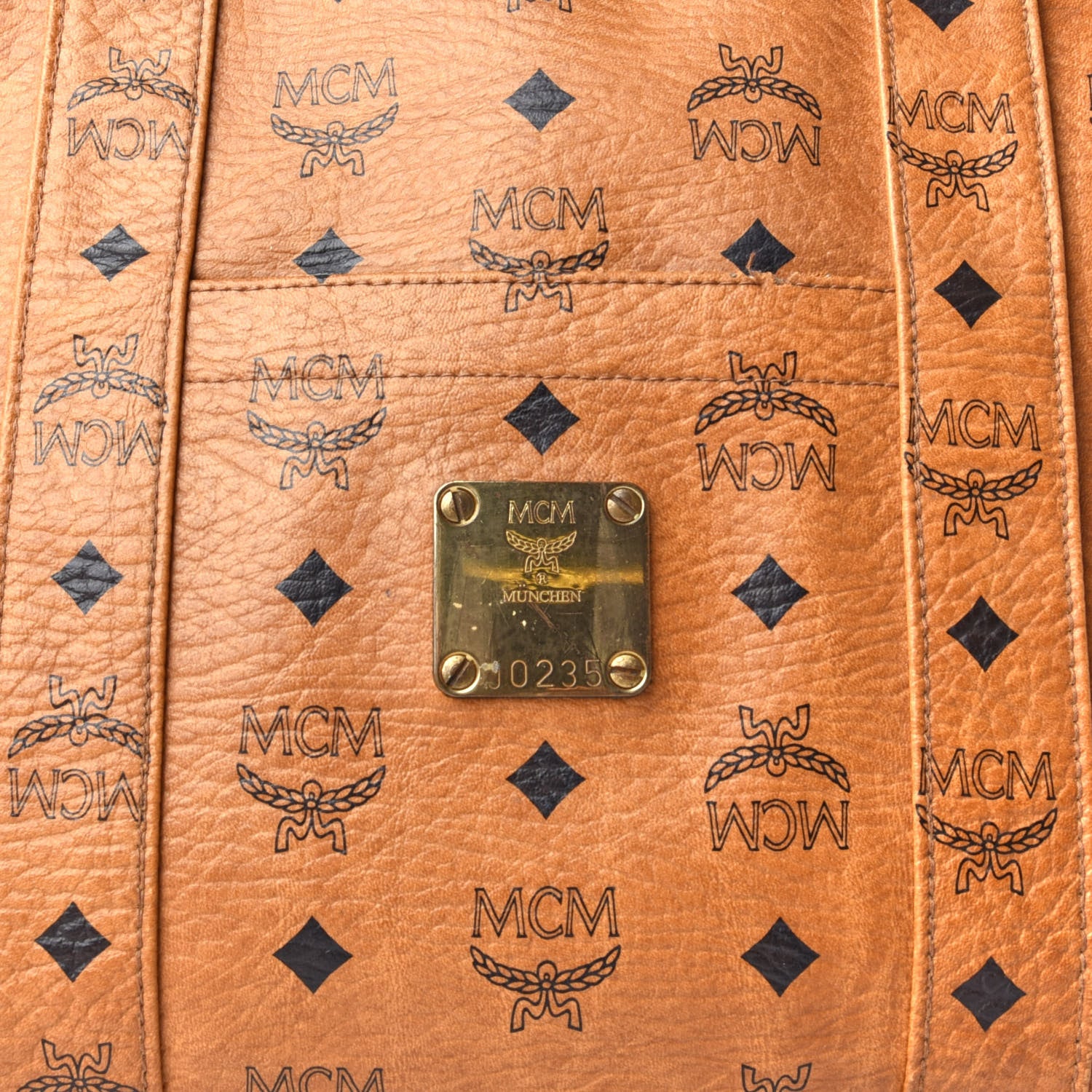 MCM Visetos Shopper Tote Cognac 8 of 11