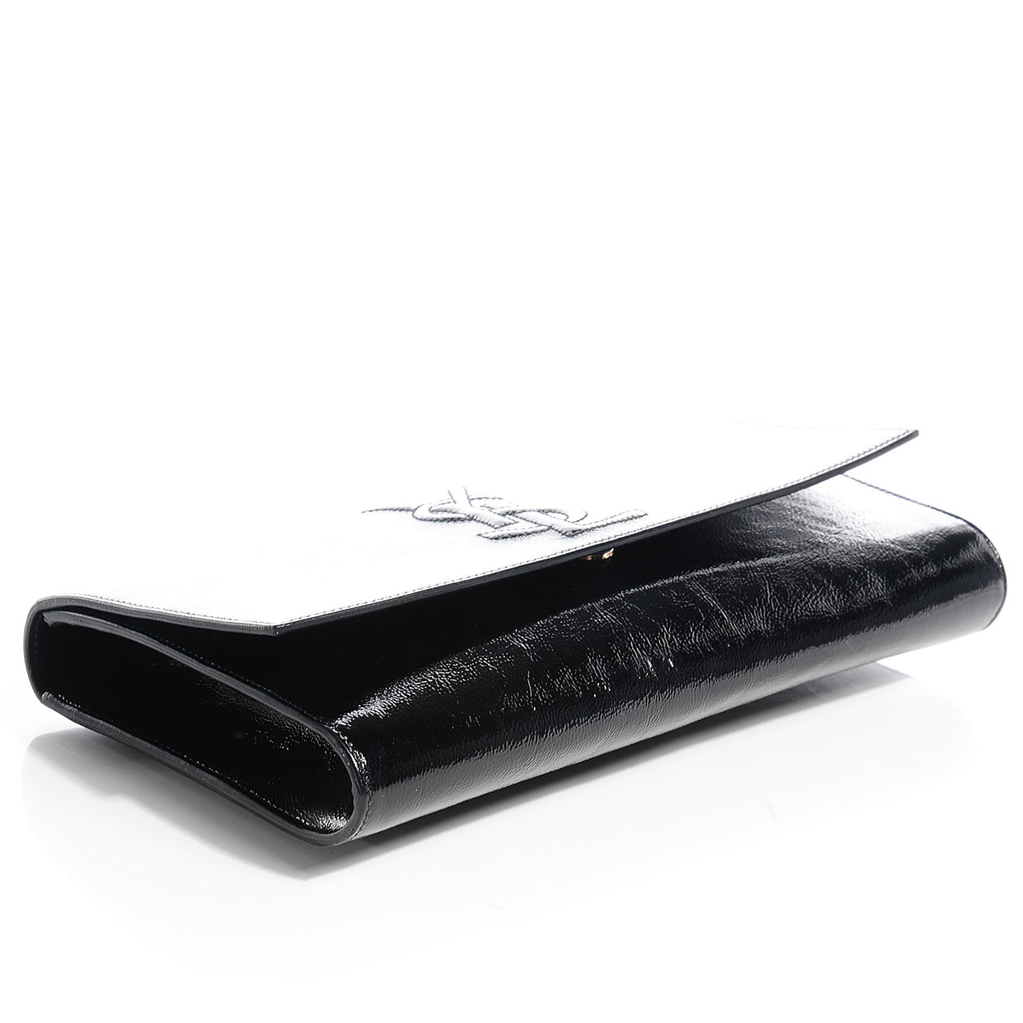 Textured Patent Monogram Large Belle De Jour Clutch Black