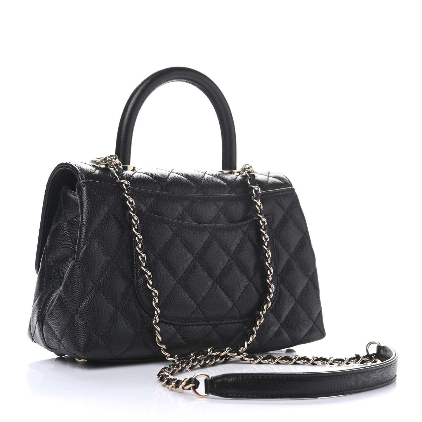 Caviar Quilted Mini Coco Handle Flap Black