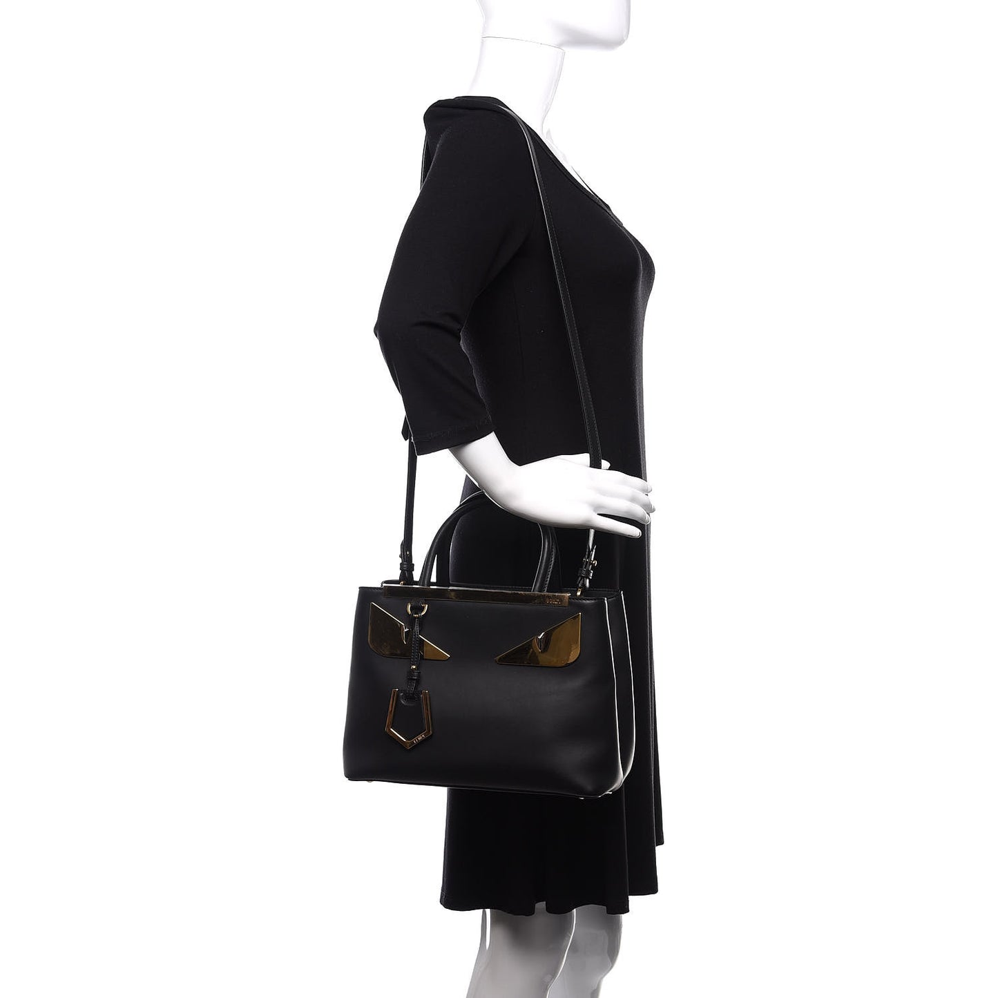 Vitello Century Metal Monster Eyes Petite 2Jours Tote Black