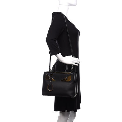 Fendi Vitello Century Metal Monster Eyes Petite 2Jours Tote Black 2 of 12