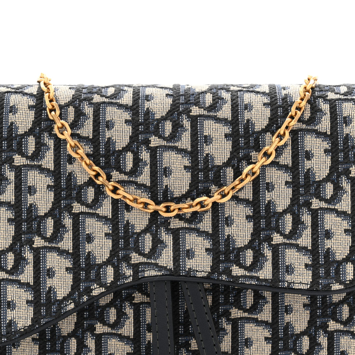 Christian Dior Oblique Saddle Chain Pouch Blue 8 of 10