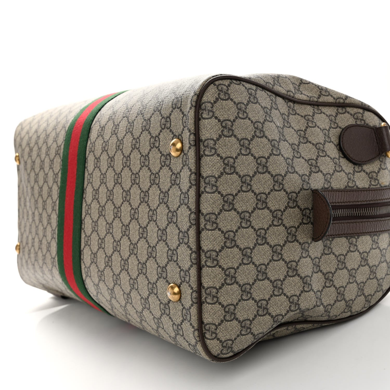 Gucci GG Supreme Monogram Textured Dollar Calfskin Web Medium Ophidia Carry-On Duffle Bag Beige Ebony New Acero 9 of 10