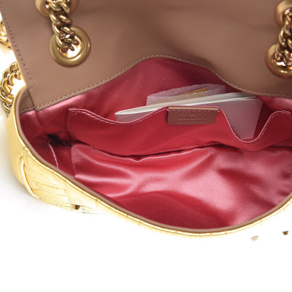 Gucci Metallic Calfskin Matelasse Studded Mini Pearly GG Marmont Shoulder Bag Gold 5 of 8