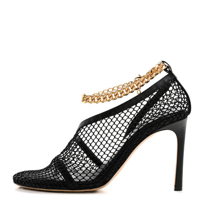 Bottega Veneta Mesh Nappa Chunky Chain Sandals 39.5 Black 1 of 11