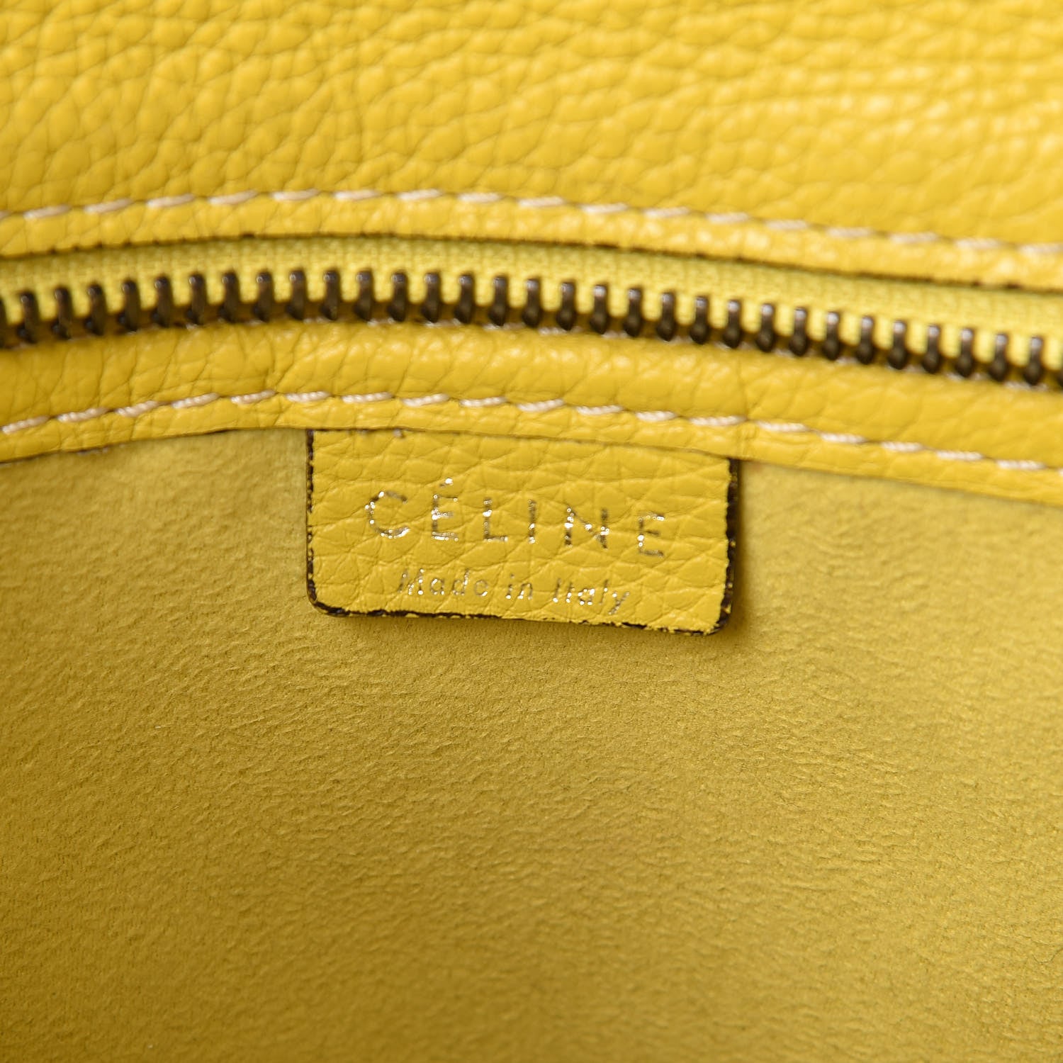 Celine Drummed Calfskin Nano Luggage Citron 6 of 16
