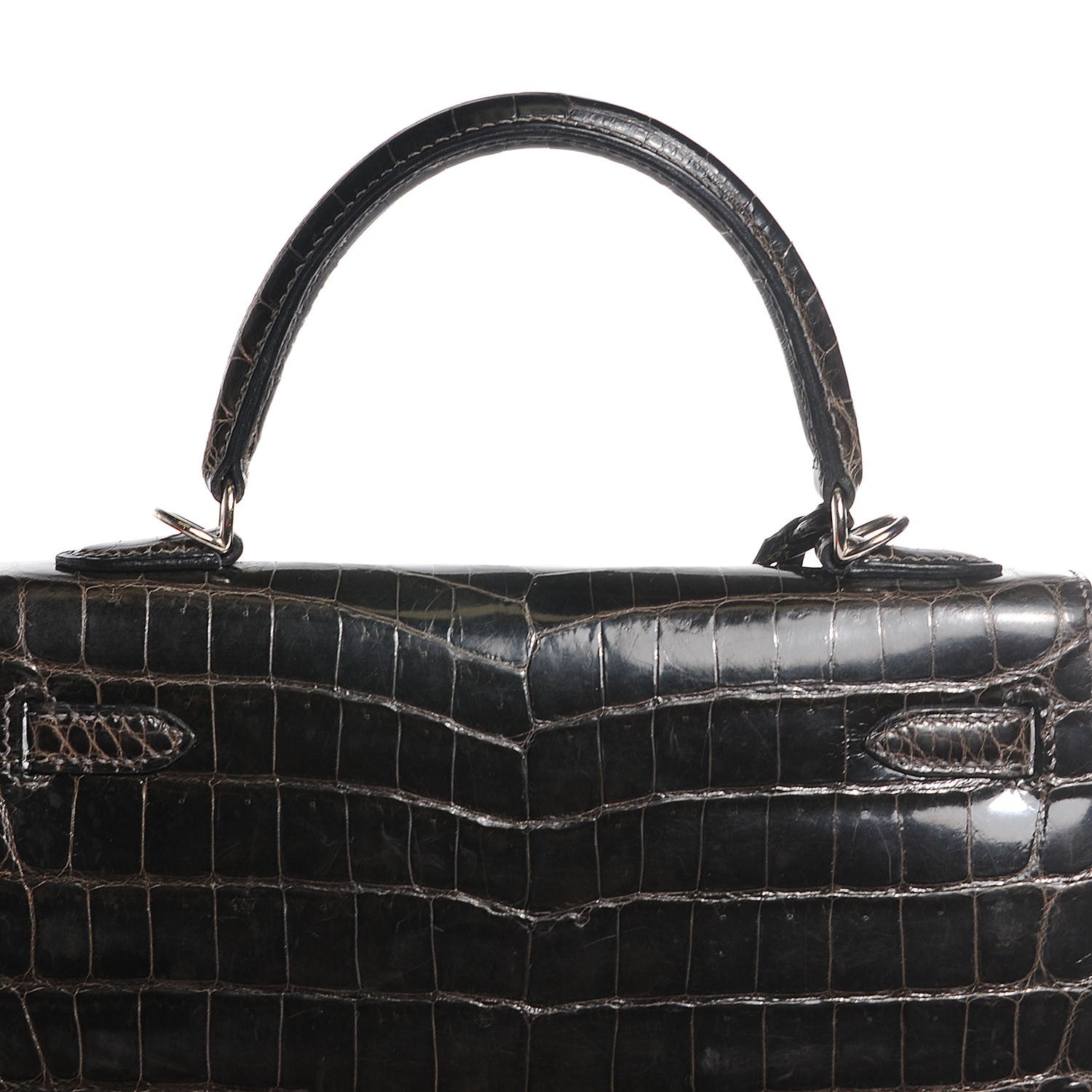 Hermes Shiny Niloticus Crocodile Kelly Sellier 25 Graphite 8 of 27