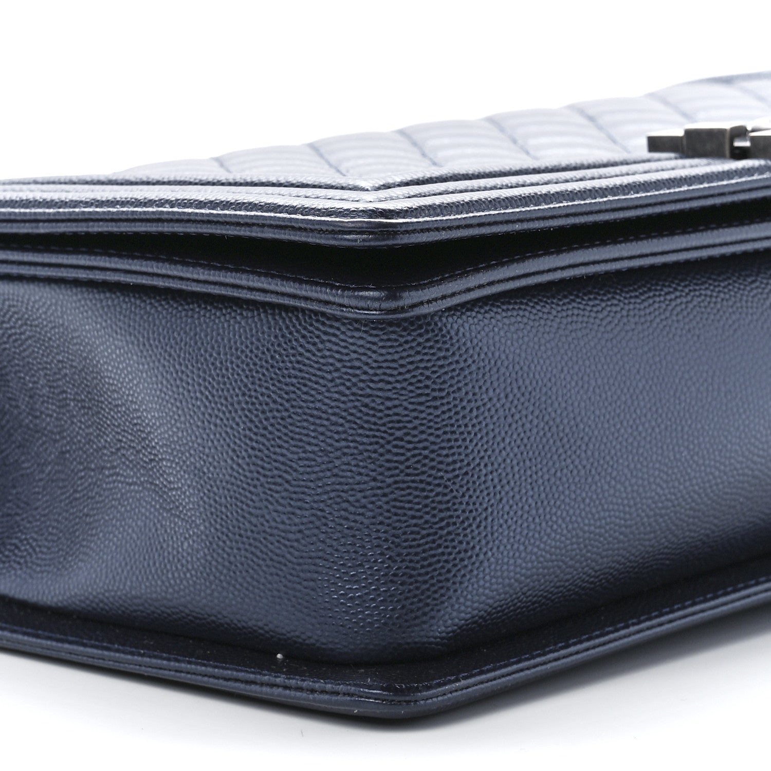Chanel Metallic Caviar Quilted New Medium Boy Flap Navy 9 of 11