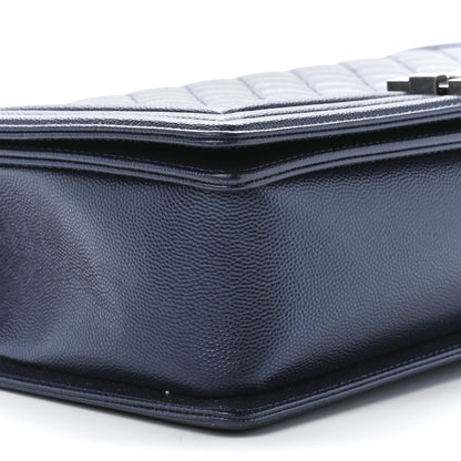 Chanel Metallic Caviar Quilted New Medium Boy Flap Navy 9 of 11