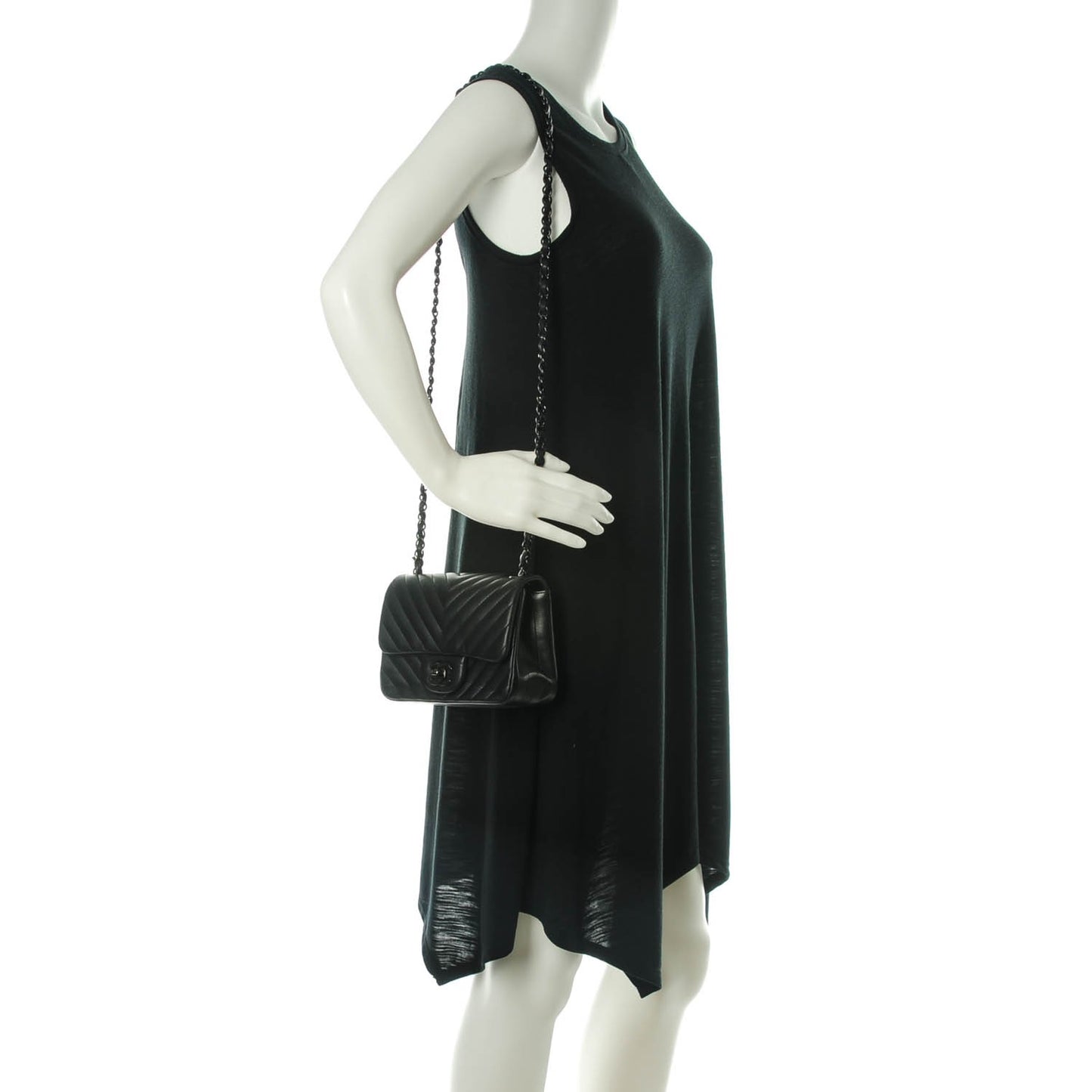 Lambskin Chevron Quilted Mini Square Flap So Black