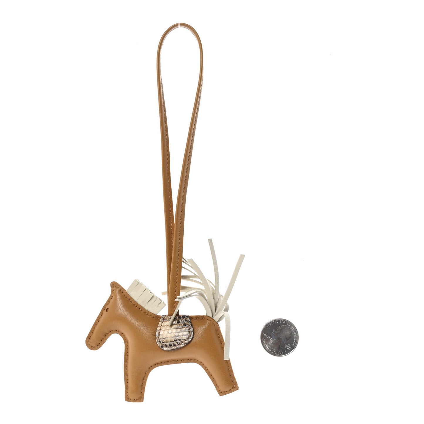 Milo Lambskin Lizard Touch Grigri Rodeo Horse Bag Charm PM Sesame Craie Desert