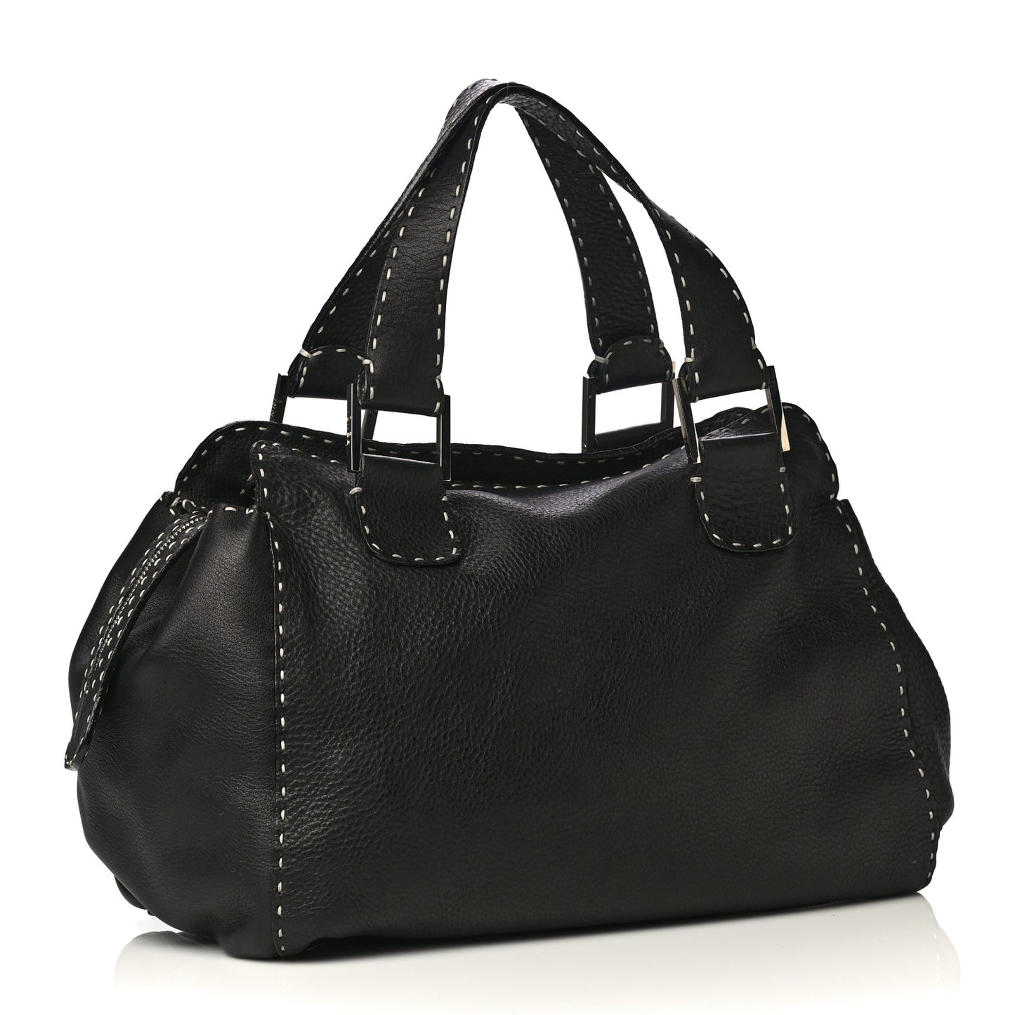 Calfskin Romano Selleria Satchel Black