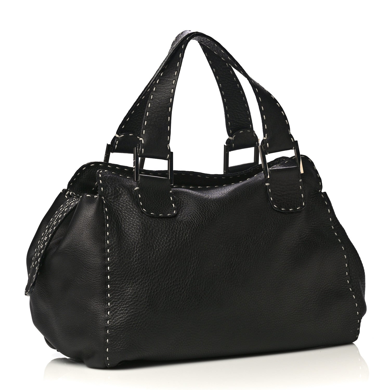 Fendi Calfskin Romano Selleria Satchel Black 5 of 8