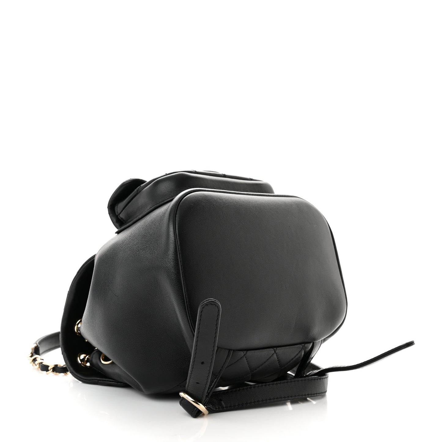 Lambskin Quilted Small Duma Drawstring Backpack Black