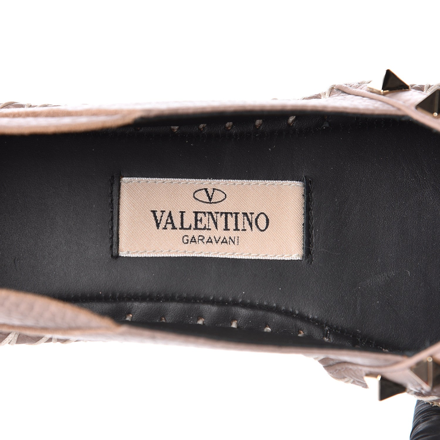 Valentino Garavani Pebbled Calfskin Rockstud Espadrilles 36 Poudre 7 of 10