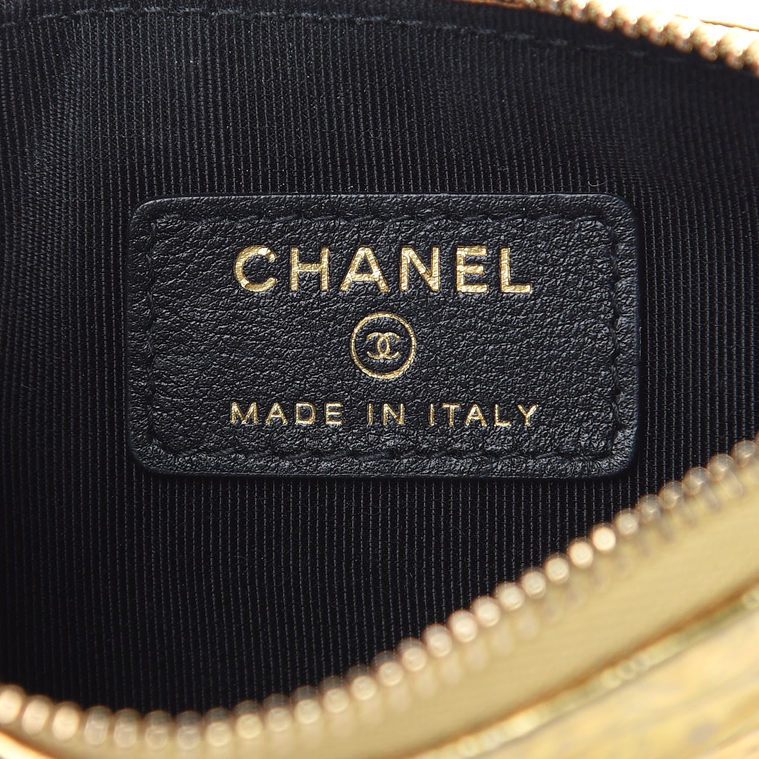 Chanel Metallic Calfskin Crocodile Embossed Cocodile Cosmetic Case Gold 6 of 8