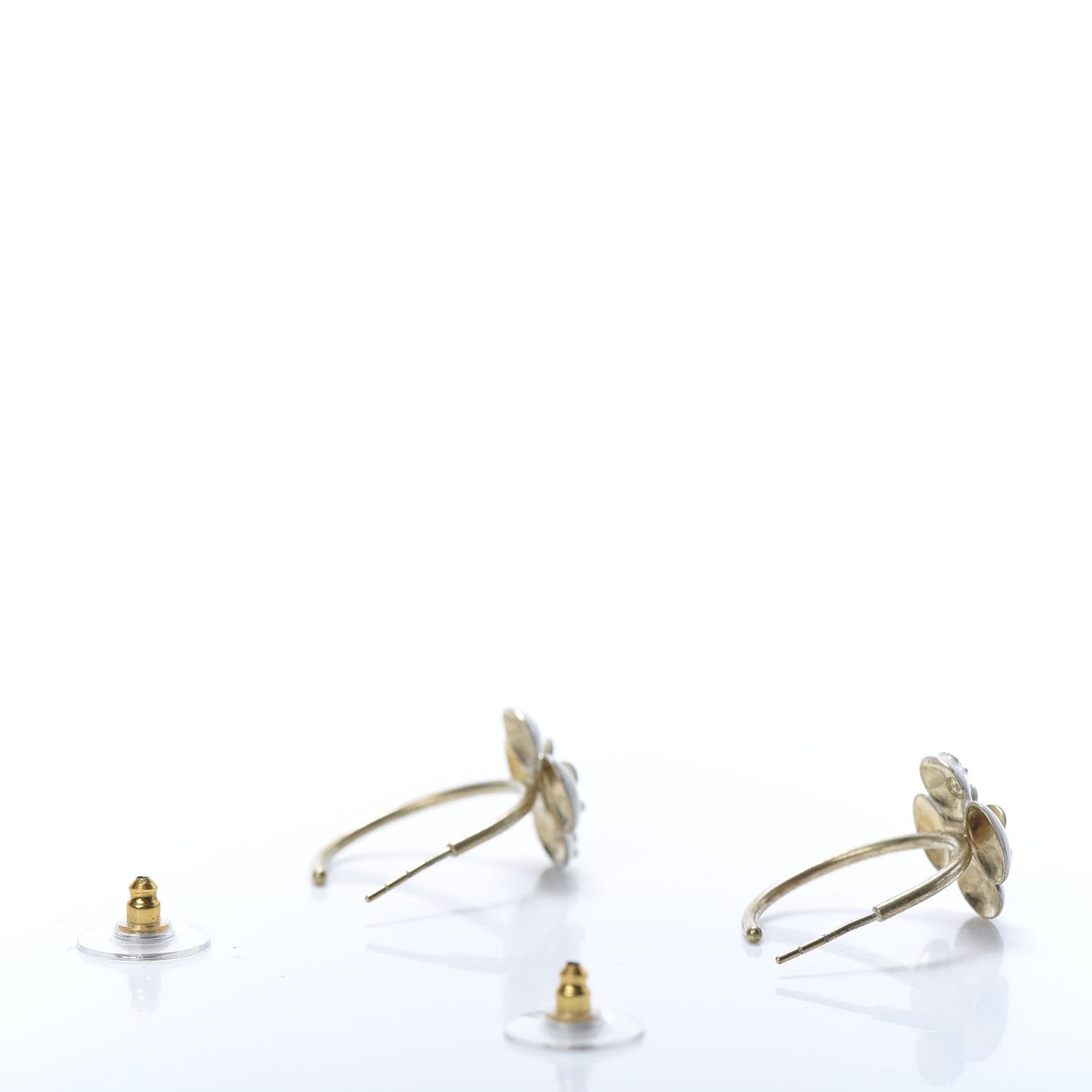 Chanel Resin CC Dangle Flower Earrings Ivory 3 of 4