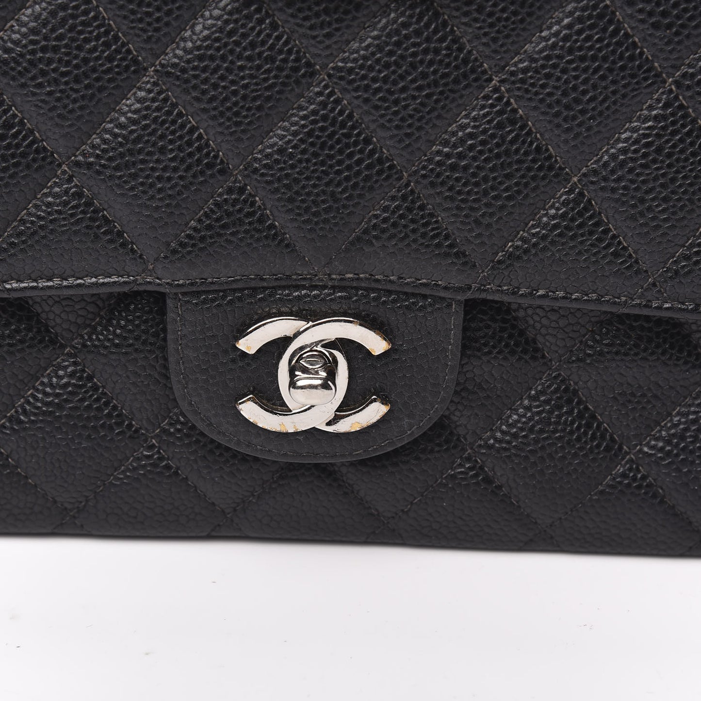 Caviar Quilted Medium Double Flap Black