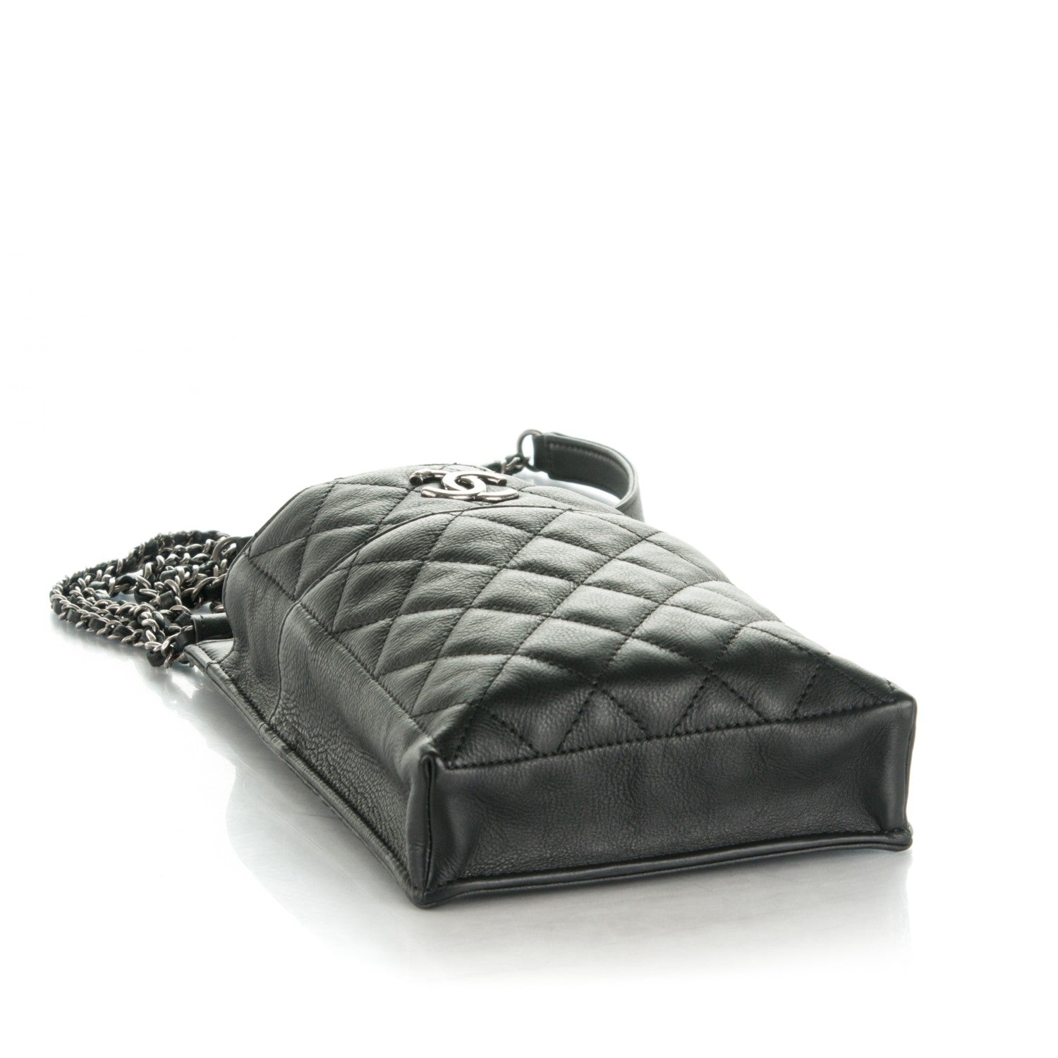 Chanel Calfskin Quilted CC Waiter Clutch Clutch With Chain Black 4 of 14