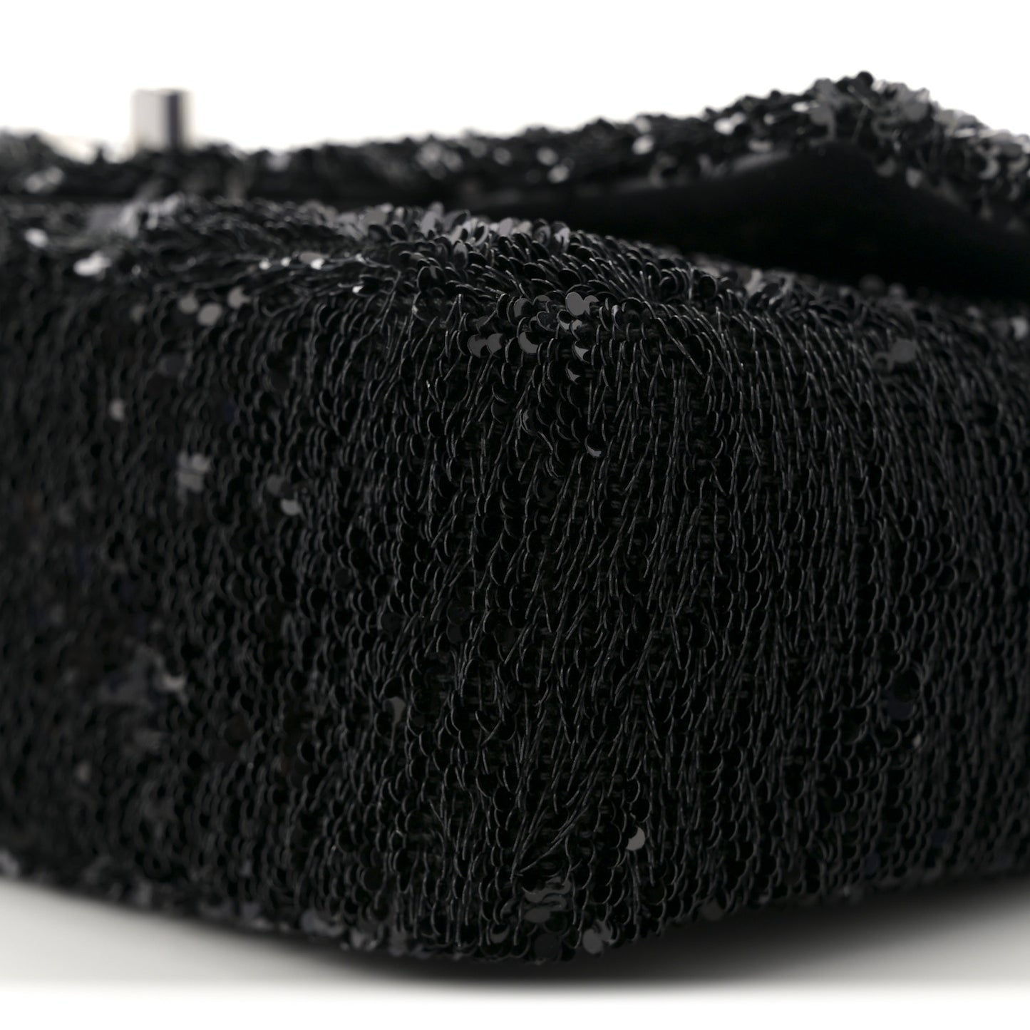 Sequin Ribbon Mini Rectangular Flap Black White