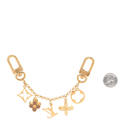 Louis Vuitton Brass Enamel Fleur De Monogram Bag Charm Chain Gold 2 of 3
