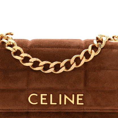 Celine Suede Matelasse Quilted Chain Shoulder Bag Brown 7 of 9