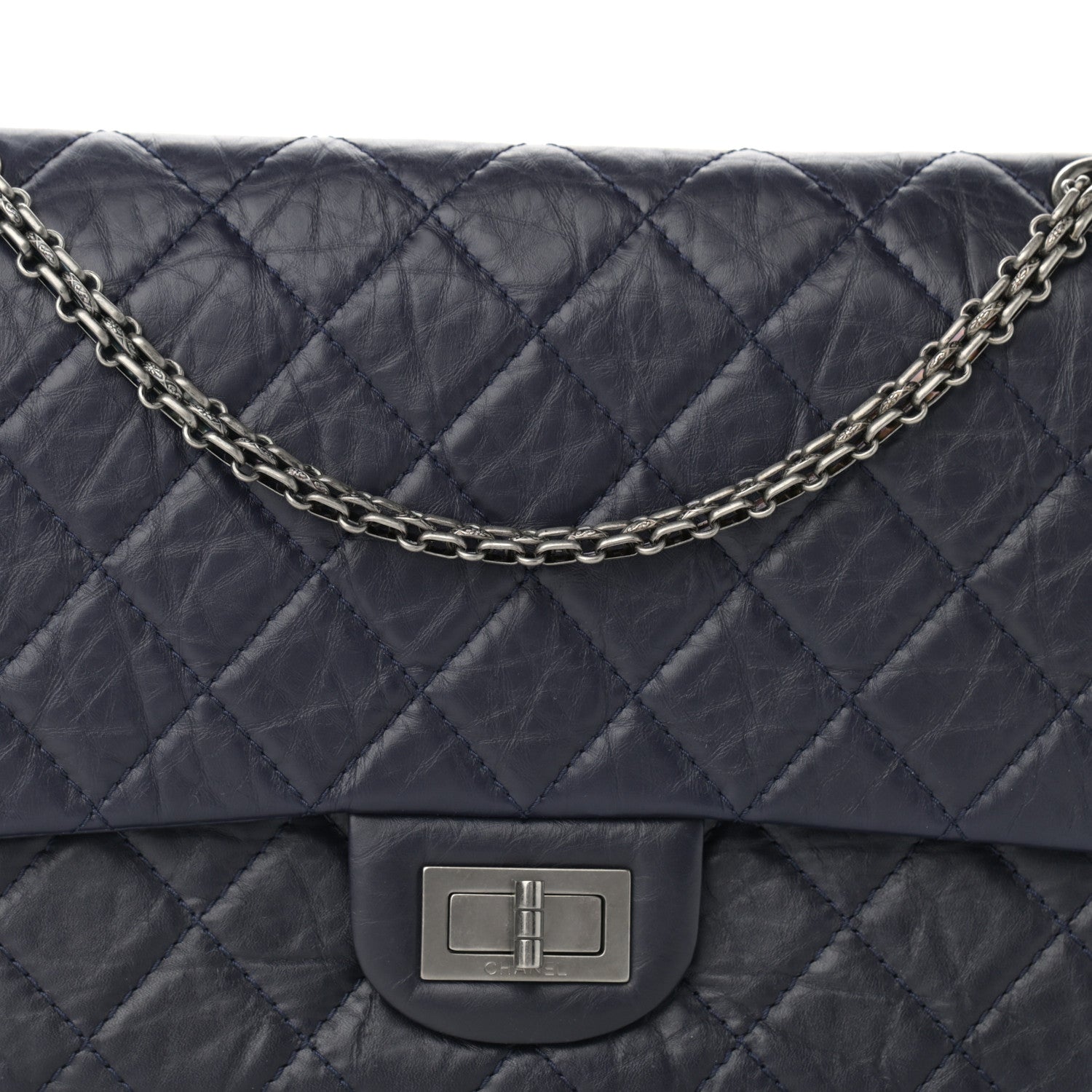 Chanel Aged Calfskin Quilted 2.55 Reissue 227 Flap Navy Blue 8 of 12