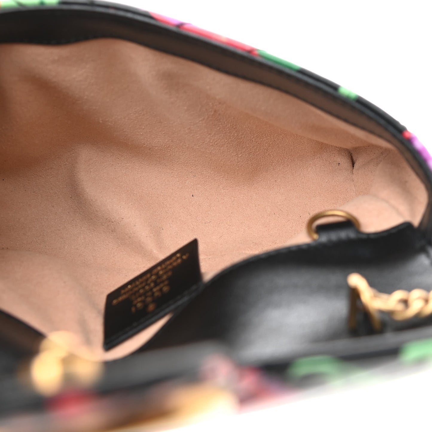 X KEN SCOTT Calfskin Matelasse Floral Print Super Mini GG Marmont Shoulder Bag Black
