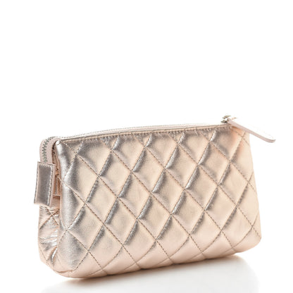 Chanel Metallic Lambskin Quilted Small Cosmetic Pouch Light Pink 3 of 9