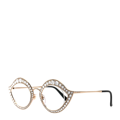 Gucci Metal Crystal Cat Eye Sunglasses GG0046S Gold 1 of 5