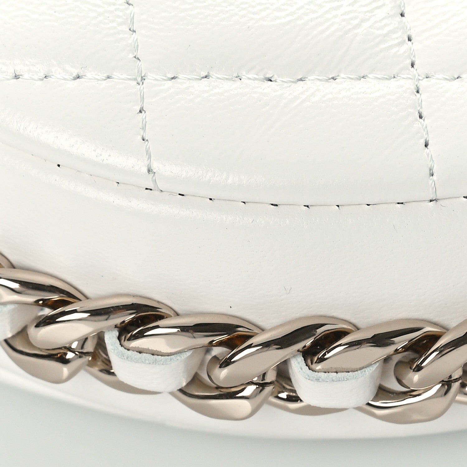 Chanel Lambskin Quilted Chain Around Pouch White 8 of 10