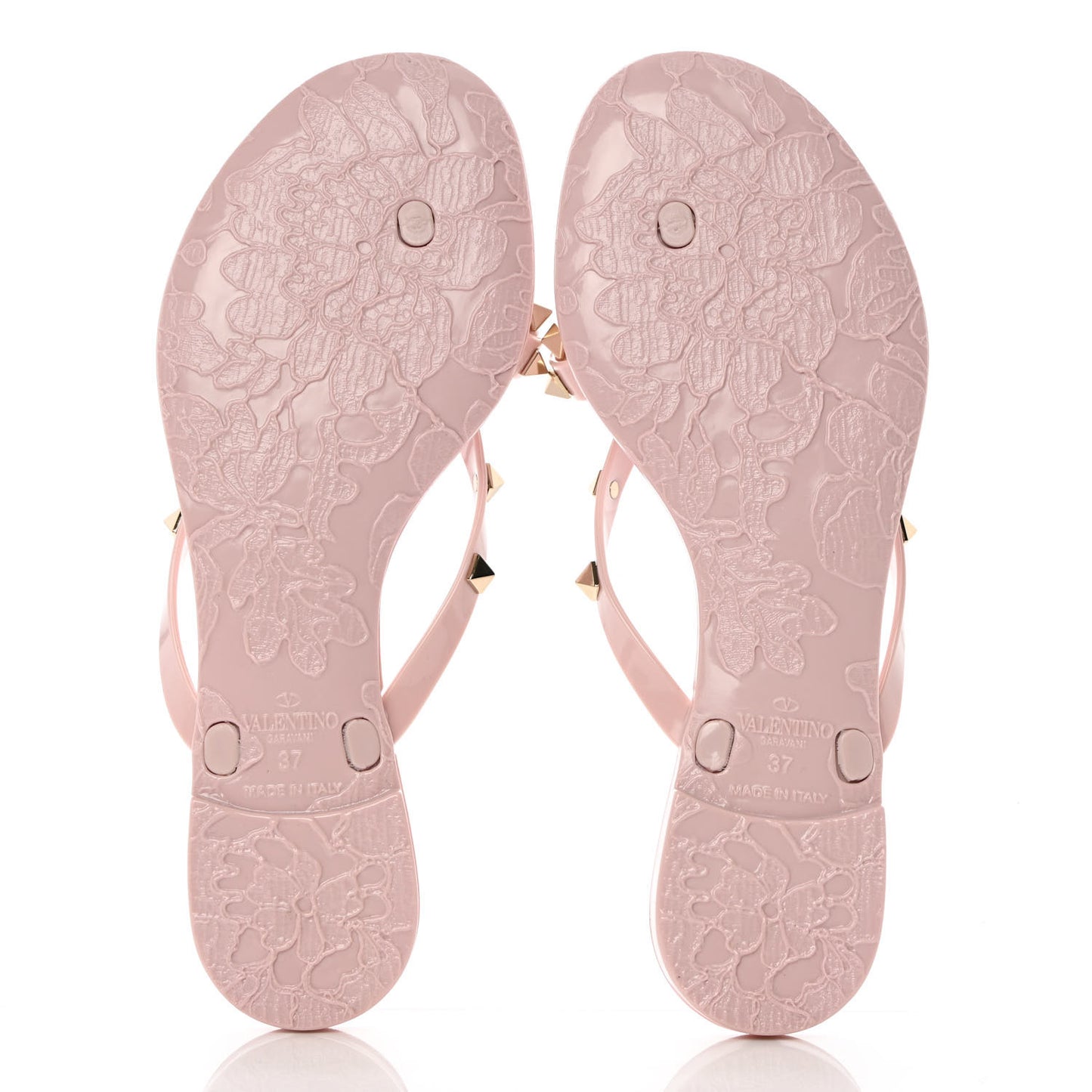 PVC Jelly Rockstud Bow Thong Sandals 37 Water Rose