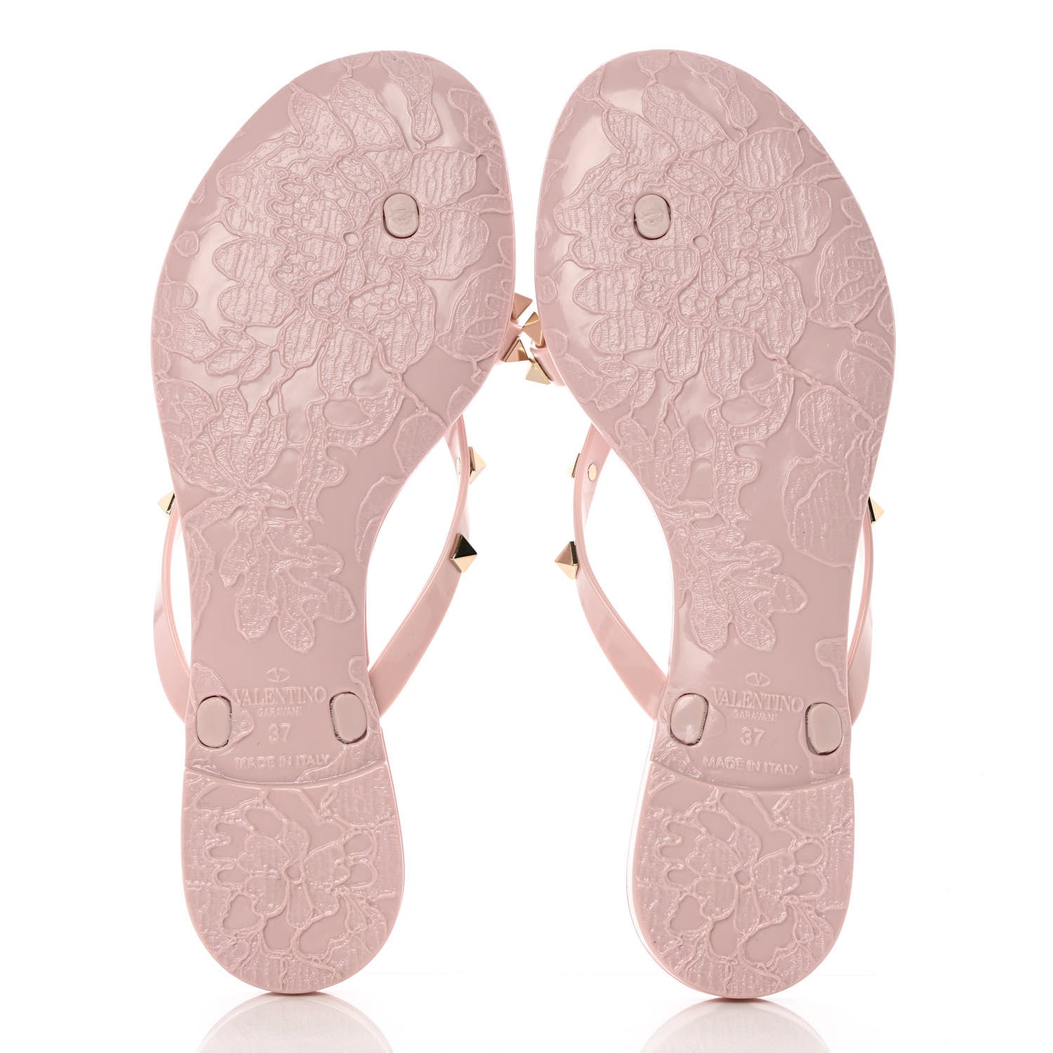Valentino Garavani PVC Jelly Rockstud Bow Thong Sandals 37 Water Rose 10 of 16