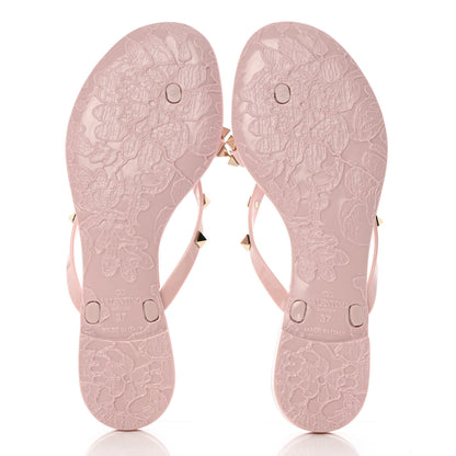 Valentino Garavani PVC Jelly Rockstud Bow Thong Sandals 37 Water Rose 10 of 16