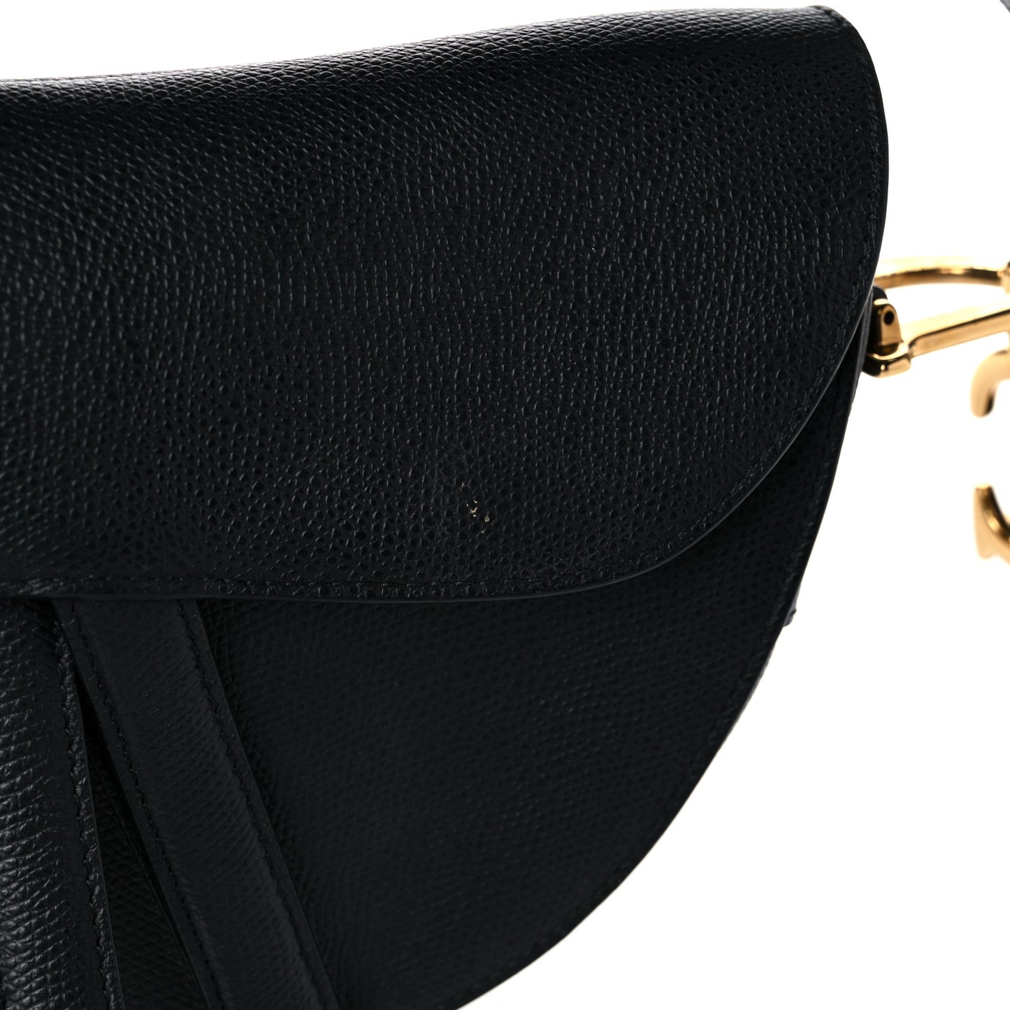 Grained Calfskin Saddle Bag Black
