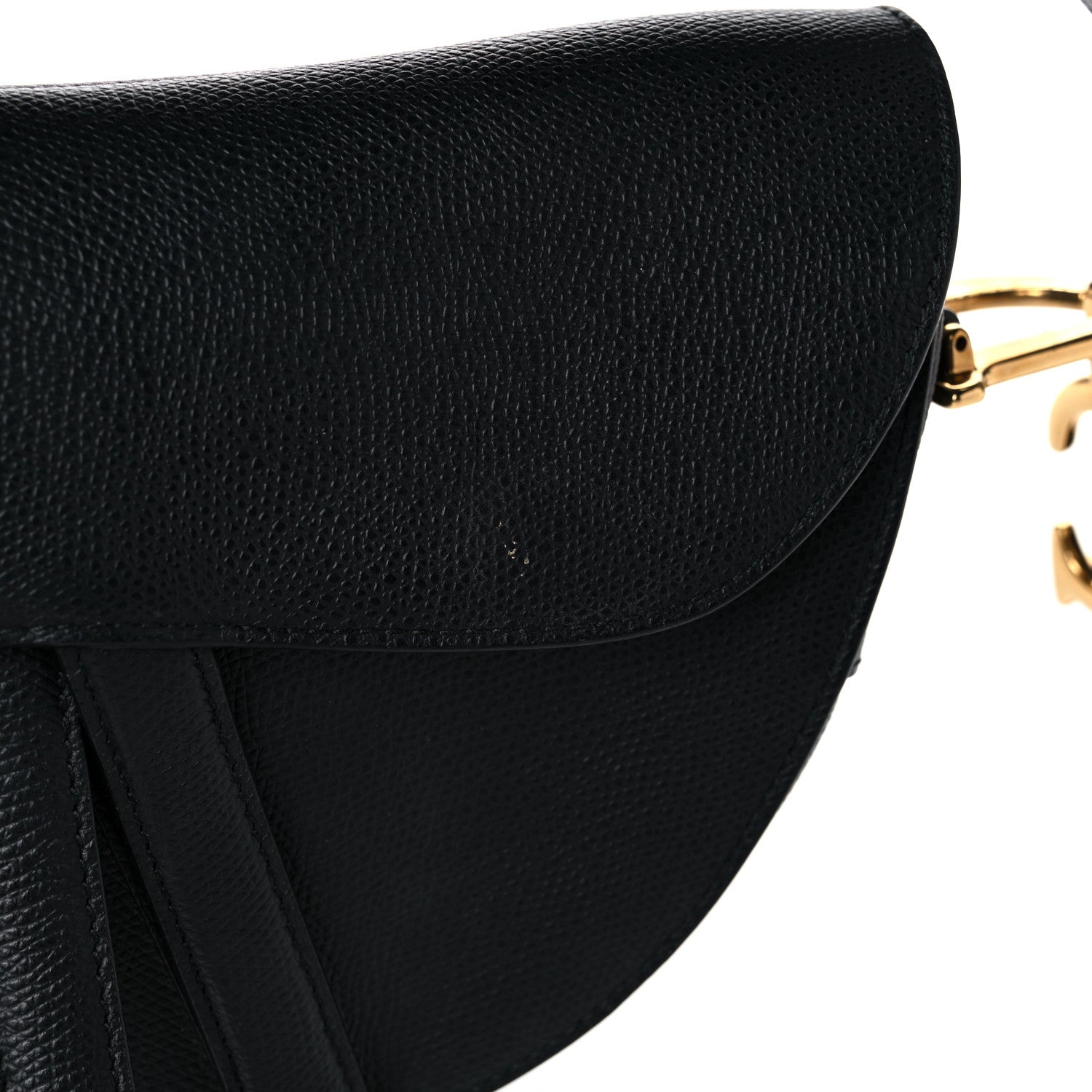 Christian Dior Grained Calfskin Saddle Bag Black 12 of 15