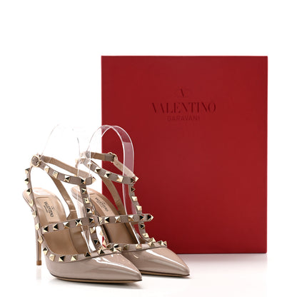 Valentino Garavani Patent Nappa Rockstud Ankle Strap 100mm Pumps 37 Poudre 11 of 11