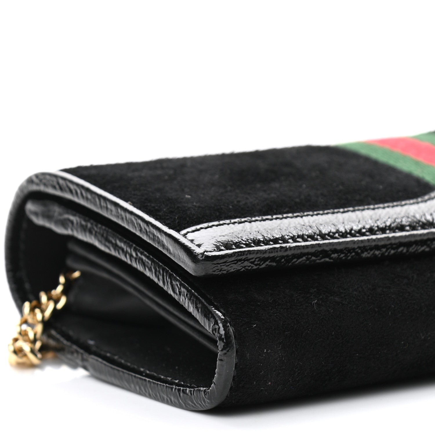 Gucci Suede Patent Web Ophidia Wallet On Chain Black 8 of 10