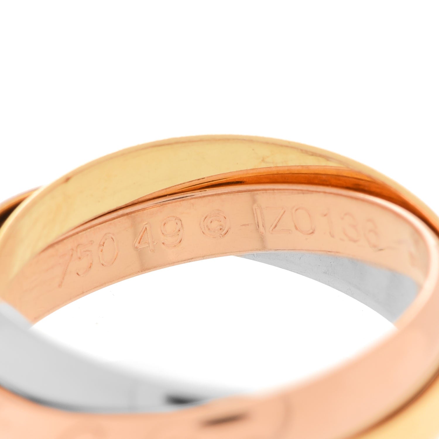Cartier 18K Pink Yellow White Gold Small Trinity Ring 49 4.75 4 of 5