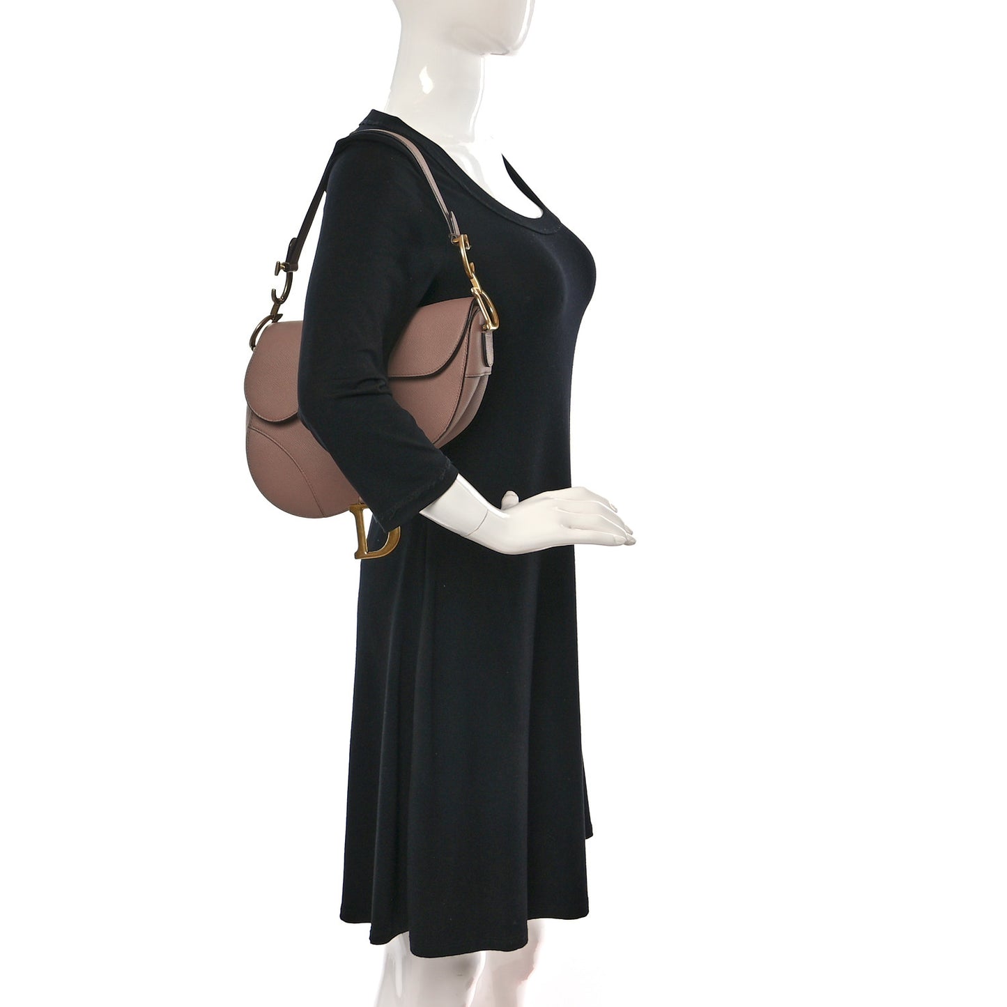 Grained Calfskin Saddle Bag Pink