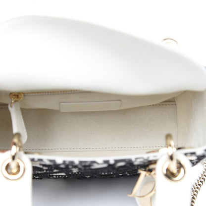 Christian Dior Smooth Calfskin Silkscreen Printed Floral Embroidered Mini Lady Dior Off White 5 of 13