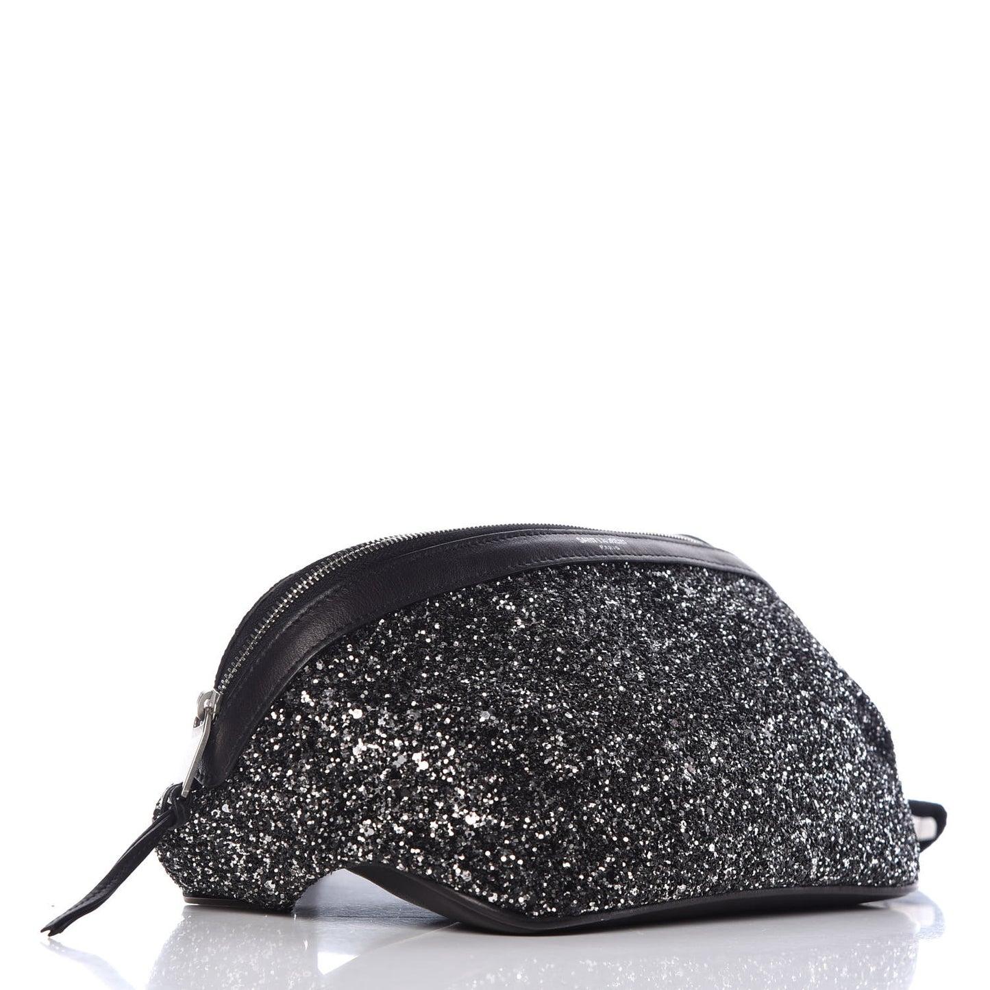 Lambskin Glitter Belt Bag Metallic Black
