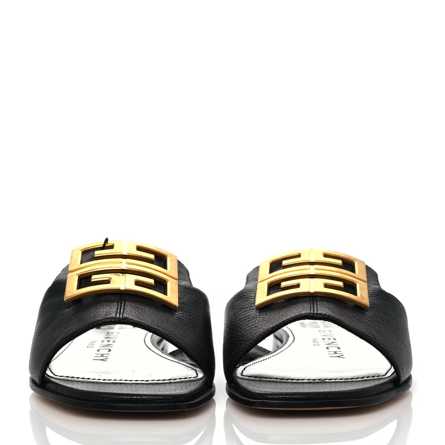 Goatskin 4G Flat Sandals 36 Black