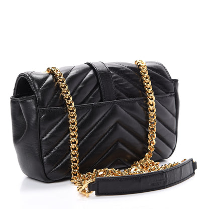 Saint Laurent Grained Calfskin Matelasse Chevron Monogram Classic Baby Chain Bag Black 2 of 15