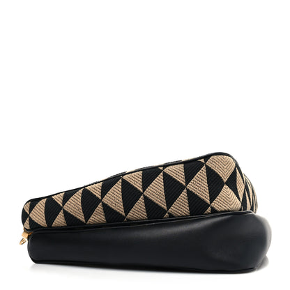 Prada Jacquard Calfskin Triangolo Symbole Embroidered Mini Triangle Double Bag Black Corda 4 of 10
