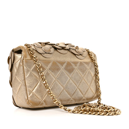Chanel Metallic Lambskin Quilted Mini Camellia Flap Gold 3 of 11